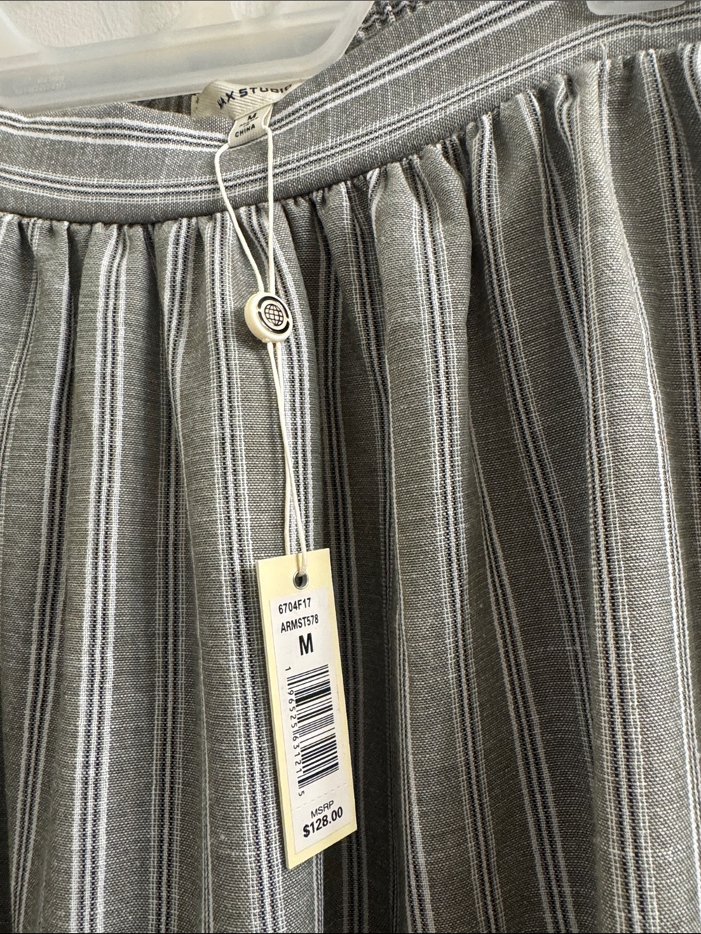 Max Studio Gray Striped Gathered Skirt - Picture 2 of 10